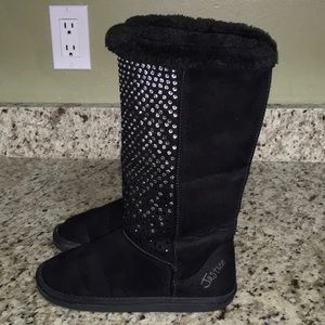 Black suede-like boots